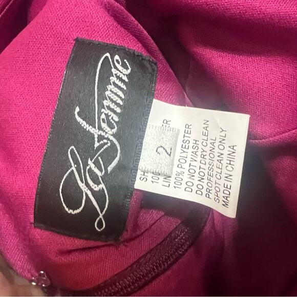 La Femme 30436 Scoop Neck High Slit Gown berry sz 2 - Picture 5 of 9